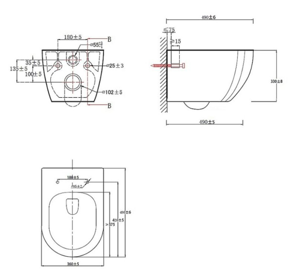 Унитаз подвесной Azario ORMI 490х360х365 безободковый, система смыва Торнадо, с быстросъемным сиденьем микролифт AZ-0253VD