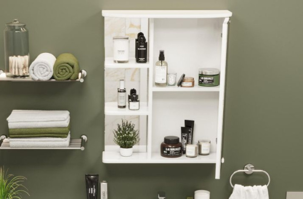 Шкаф зеркальный Onika Карина 55.01 с подсветкой белый правый 205513