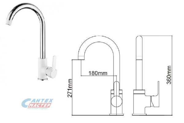 Смеситель для раковины Ledeme H03W однорычажный, излив короткий, керамический, латунь, цвет хром/белый, без донного клапана