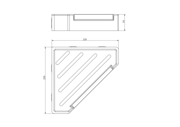 Полка Aquatek AQ4976MB со стеклоочистителем, настенная/подвесная, нержавеющая сталь, угловая, для ванных принадлежностей, в ванную/туалет/душевую кабину, цвет матовый черный