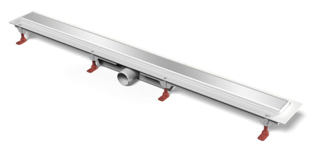 Водоотводящий желоб MCH CH950/50K Klasik/Floor 950 мм, глянцевый хром, пластиковый, с пластиковой рамкой с боковым сливом D 50 под плитку