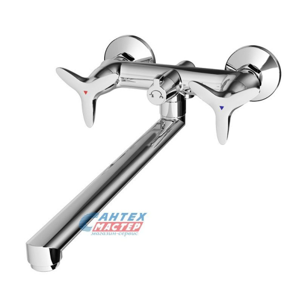 Смеситель для ванны/душа Iddis Cuba однорычажный, керамический, настенный, излив поворотный 412 мм, латунь, цвет хром, длинный, универсальный, горизонтальный, рычажный, кран, комплект, сантехника, размер, характеристики, высота, расстояние (Иддис)