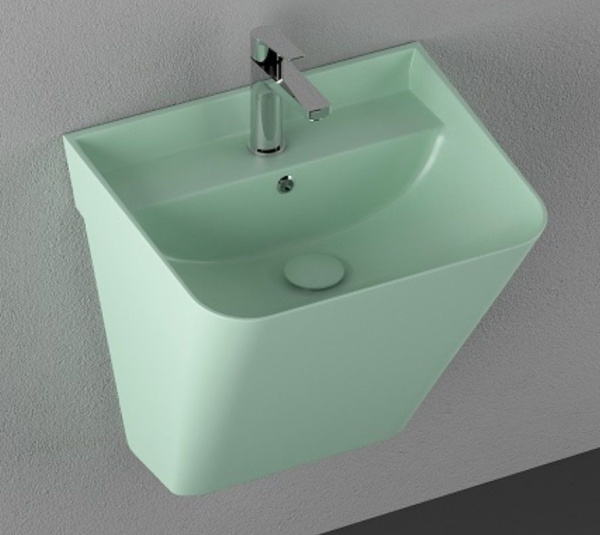 Раковина-моноблок ISVEA Sott’Aqua 10SQ37002SV-2T 50х51,5х42 подвесная, прямоугольная, керамическая/фарфоровая, цвет мятно-зеленый матовый, с отверстием под смеситель, слив-перелив