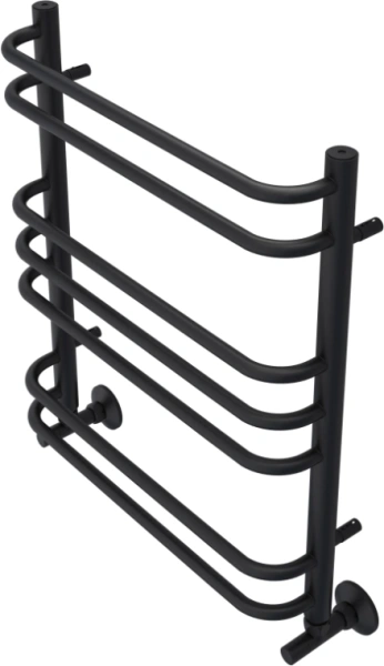 Полотенцесушитель Aquatek Пандора водяной П7 500х600 мм черный муар, нержавеющая сталь, лесенка, подключение нижнее