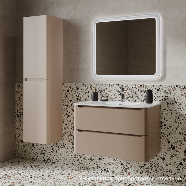 Тумба под раковину IDDIS Edifice 464х802х500 мм подвесная, цвет капучино, 2 выдвижных ящика, МДФ, прямоугольная, в ванную комнату EDI80C0i95