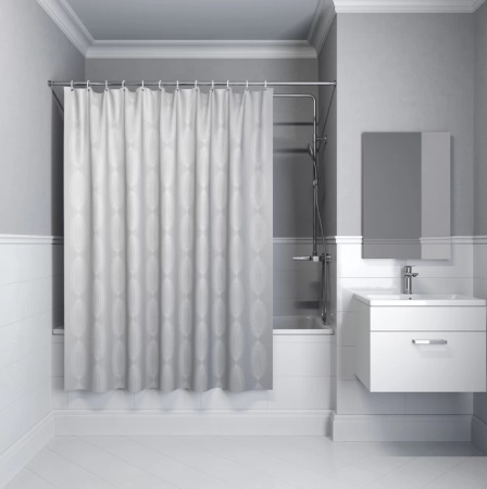 Шторка Iddis Base полиэстер, цвет серый с ненавязчивым узором, 2000x1800 мм покрытие водоотталкивающее BD05P18i11