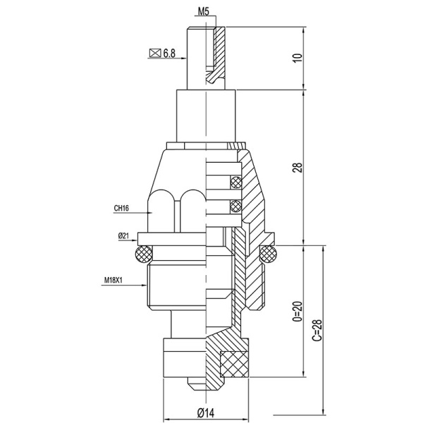 Кран-букса Terma M18 длинная отечественная квадрат 7 мм (1шт.) 010