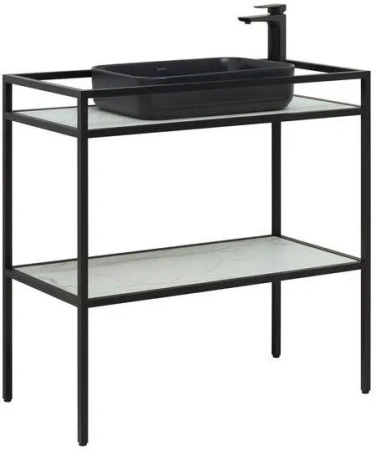 Консоль под раковину Allen Brau Liberty 90, 900х460х908 мм, напольная, цвет черный браш, металлическая, каркас под раковину, прямоугольная, с полкой