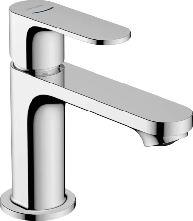 Смеситель для раковины Hansgrohe Rebris S 80, однорычажный, фиксированный излив, длина излива 12,1 см, керамический, латунь, цвет хром, со сливным гарнитуром