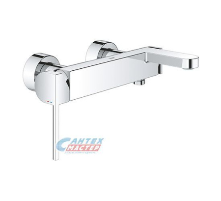 Смеситель для ванны/душа Grohe Eurostyle New однорычажный, керамический, настенный, излив фиксированный 189 мм, латунь, цвет хром, короткий, универсальный, горизонтальный, рычажный, кран, комплект, сантехника, размер, характеристики, высота