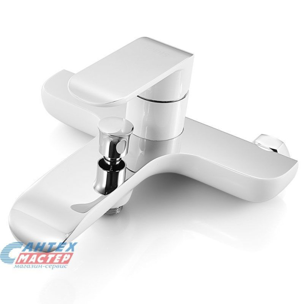 Смеситель для ванны/душа Iddis Calipso однорычажный, керамический, настенный, излив поворотный 180 мм, латунь, цвет хром/белый, короткий, универсальный, горизонтальный, рычажный, кран, комплект, сантехника, размер, характеристики, высота, расстояние 