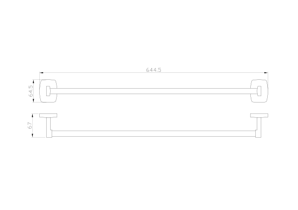 Полотенцедержатель Wonzon & Woghand Porto одинарный, 644 мм настенный, неповоротный, цинковый сплав/нержавеющая сталь, для полотенец в ванную/туалет/душевую кабину, цвет хром WW-1002