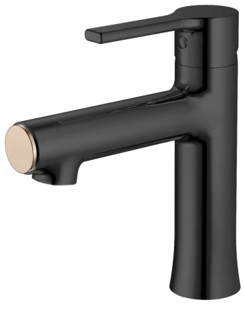 Смеситель для раковины/умывальника Haiba, однорычажный, неповоротный, латунь, длина излива 126 мм, керамический, цвет черный