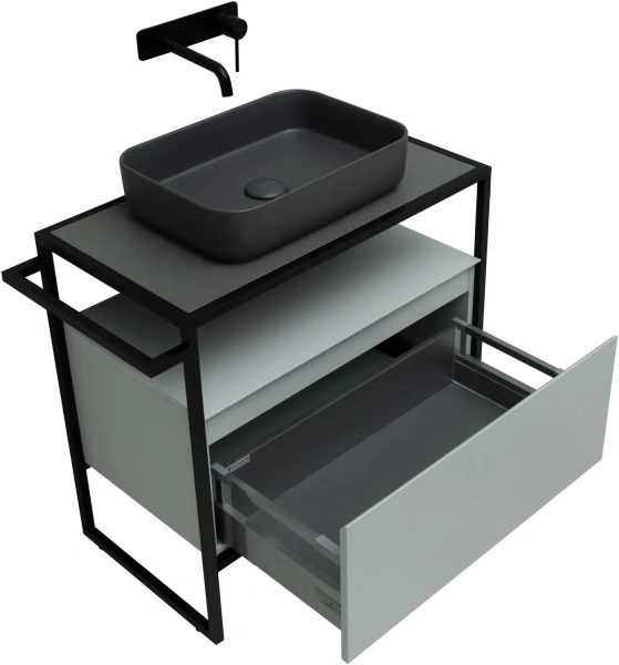 Тумба под раковину Allen Brau Priority 80, напольная, 800х450х750 мм 1 выдвижной ящик, цвет папирус матовый, прямоугольная, в ванную комнату, стиль лофт 