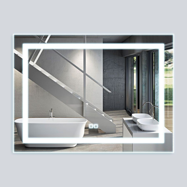 Зеркало Vincea LED, 80х60 см,с LED/ЛЕД-подсветкой, прямоугольное, горизонтальное, выключатель сенсорный, с диммером,  для ванны