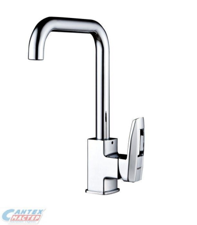 Смеситель для кухни/мойки G-lauf однорычажный, поворотный, керамический, с высоким изливом, длина 199 мм, латунь, цвет хром, кухонный, хромированный, вертикальный, однорукий, одноручный, однозахватный, одноручковые, кран, комплект, сантехника