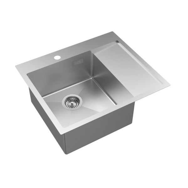 Мойка IDDIS Haze 510х590х200 мм толщина 1,2 мм нержавеющая сталь, с правым крылом, прямоугольная, цвет сталь, сатин, с отверстием под смеситель, слив-перелив, врезная в столещницу, для кухни HAZ59SLi77