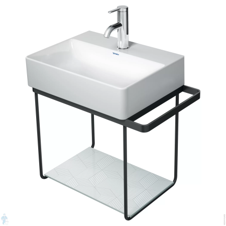 Консоль DURAVIT DuraSquare для раковины 51,6x33,3x40 см, подвесная, цвет матовый черный, металлический каркас под раковину, тумба, прямоугольная, с полкой, с полотенцедержателем