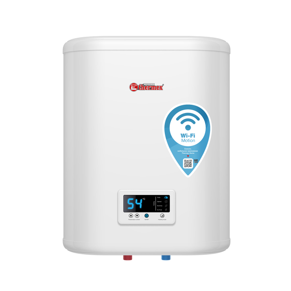 Водонагреватель 30 л Thermex ID 30 V (pro) Wi-Fi электрический, настенный, вертикальный, накопительный тип, 2 квт, 587х239х452 мм, 230 в, (цвет белый, плоский), с нижней подводкой