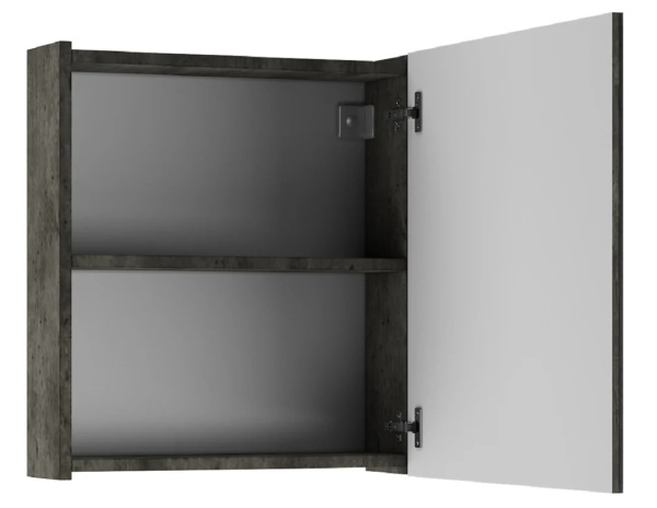 Зеркальный шкаф Домино Мечта Айсберг 50, 500х141х695 мм, без подсветки, подвесной, цвет бетон, зеркало, 1 распашная дверца, прямоугольный