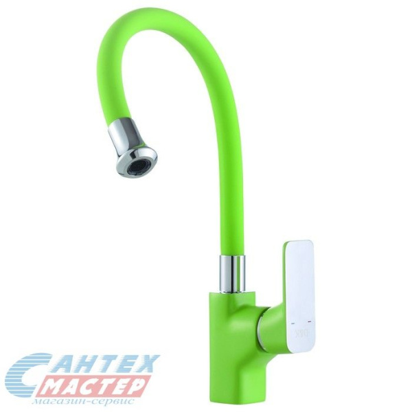 Смеситель для кухни/мойки D&K Berlin Humboldt однорычажный, керамический, с гибким изливом, латунь, цвет зеленый, ёлочка, кухонный, хромированный, вертикальный, кран, комплект, сантехника, водопроводные, размер, характеристики, высота, расстояние