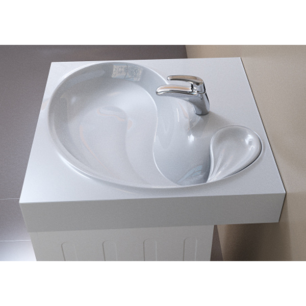 Раковина/умывальник Azario SOFT 60, 60,7х60х11 см, подвесная, прямоугольная, литьевой мрамор, цвет белый, с отверстием под смеситель, слив-перелив, умывальник