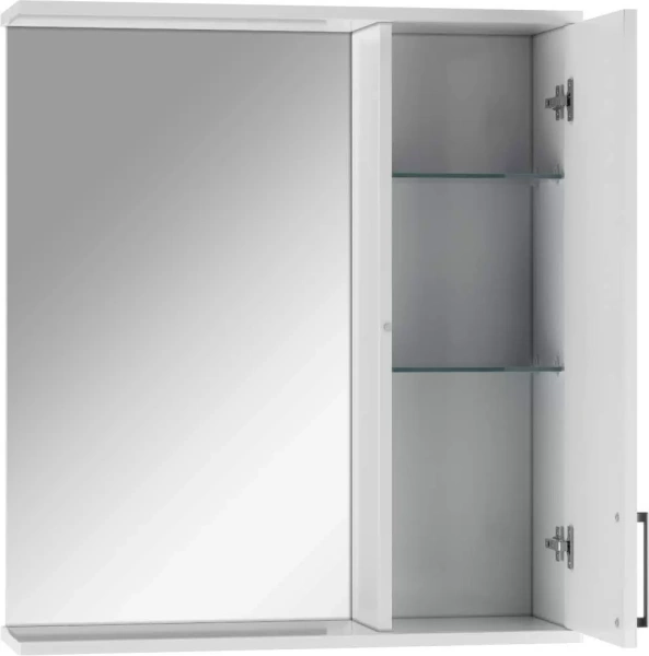 Зеркальный шкаф Домино Charlie 70, 700х201х782 мм, без подсветки, подвесной, цвет белый, зеркало, 1 распашная дверца, прямоугольный, правый, правосторонний