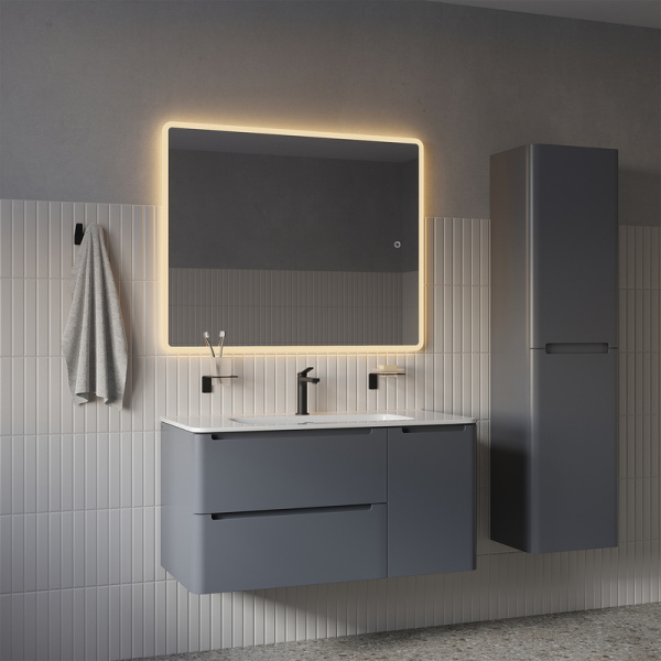 Зеркало IDDIS Uniq 100х80/80х100 см универсальное, с LED/ЛЕД-подсветкой 3в1, два навеса, прямоугольное, выключатель сенсорный, для ванны, навесное/подвесное/настенное