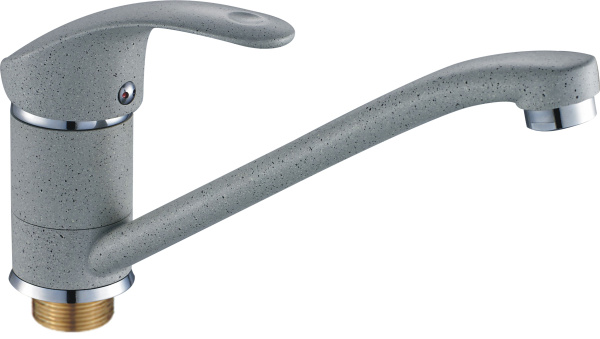 Смеситель для кухни/мойки HAIBA однозахватный, поворотный, латунный, с длинным изливом, длина 254 мм, латунь, цвет серый