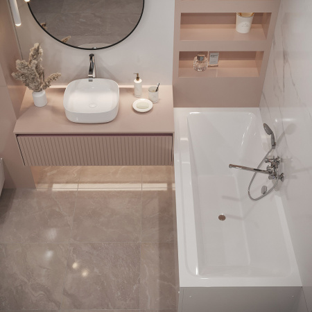 Ванна Corpa Nera Bellini 180х80 см, акриловая, цвет- белая, (без гидромассажа, рамы, сифона, фронтальной панели) прямоугольная, встраиваемая/приставная, универсальная