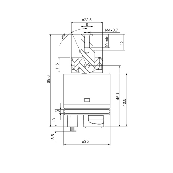 Картридж IDDIS Optima Home 35 мм, EcoStop, EcoControl высокий, керамический, для смесителя, с ножками, зеленый 02ESC35i82