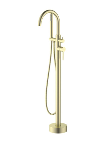 Смеситель для ванны/душа Aquatek Европа напольный, однорычажный, поворотный, длина 227 мм, керамический, латунь, цвет шлифованное золото