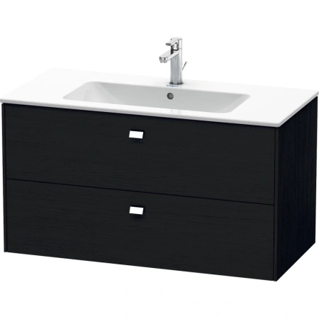 Тумба c раковиной Duravit Brioso, 100х48х61,3 см, подвесная, 2 выдвижных ящика, ДСП, цвет: дуб черный/хром /Vero Air, мебельная, прямоугольная, цвет белый, фарфоровая, 1 отверстие под смеситель, без перелива