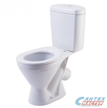 Унитаз компакт Детский Киров ROSA БЕЛЫЙ, косой (под углом) выпуск, напольный, с крышкой (сиденье) ПОЛИПРОПИЛЕН, нижняя подводка воды, арматура ОДИНАРНЫЙ слив, чаша с бачком