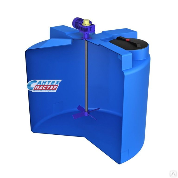 Емкость  пластиковая (бак) Экопром T 2000 литров  для воды,с пропеллерной (лопастной) мешалкой (цвет-синий) Rostok(Росток) 171.0000.000.006