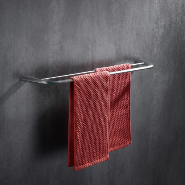 Полотенцедержатель ABBER Nord двойной, настенный, неповоротный, 600 мм нержавеющая сталь, для полотенец, в ванную/туалет/душевую кабину, цвет сатин AA1553SP