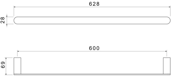 Полотенцедержатель Aquatek Лира одинарный, 600 мм настенный, неповоротный, нержавеющая сталь, для полотенец в ванную/туалет/душевую кабину, цвет матовый черный