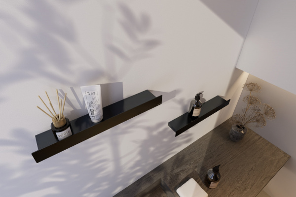 Полка для ванны ABBER Nischen AN3010MB прямоугольная, 600х103 мм нержавеющая сталь, настенная, в ванну/ванную комнату/душевую кабину, цвет черный матовый