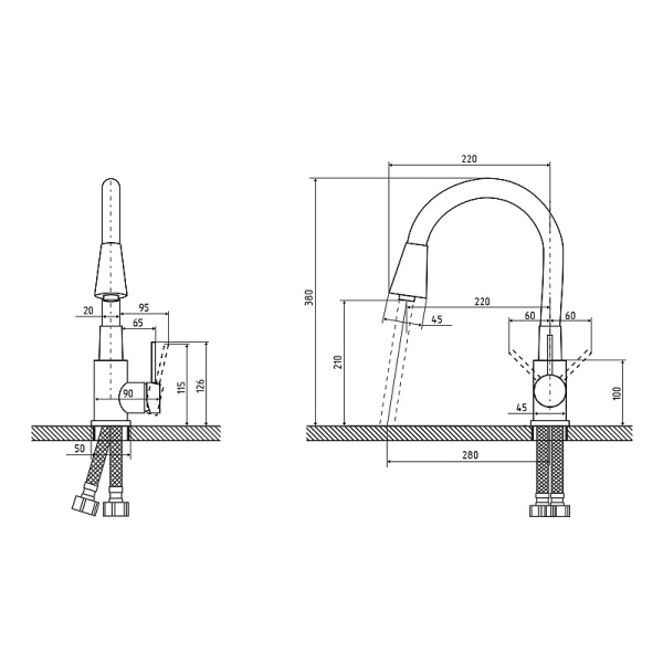 Смеситель для кухни/мойки Osgard GRON HORN 84393 , цвет белый, однозахватный, поворотный излив