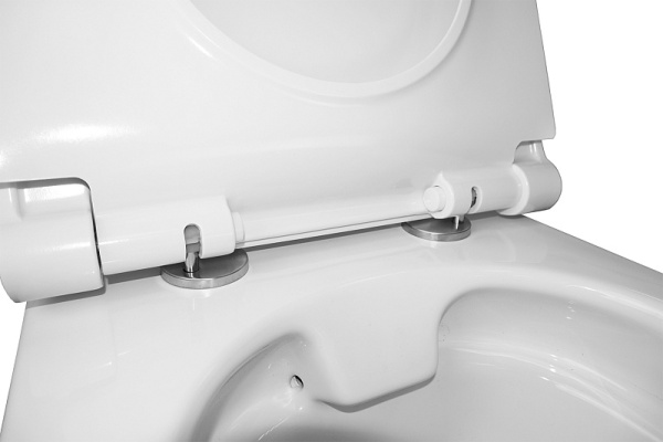 Унитаз подвесной AZARIO GENO, белый, горизонтальный (прямой) выпуск, безободковый, с быстросьемным сиденьем микролифт, дюропласт, под скрытый бачок