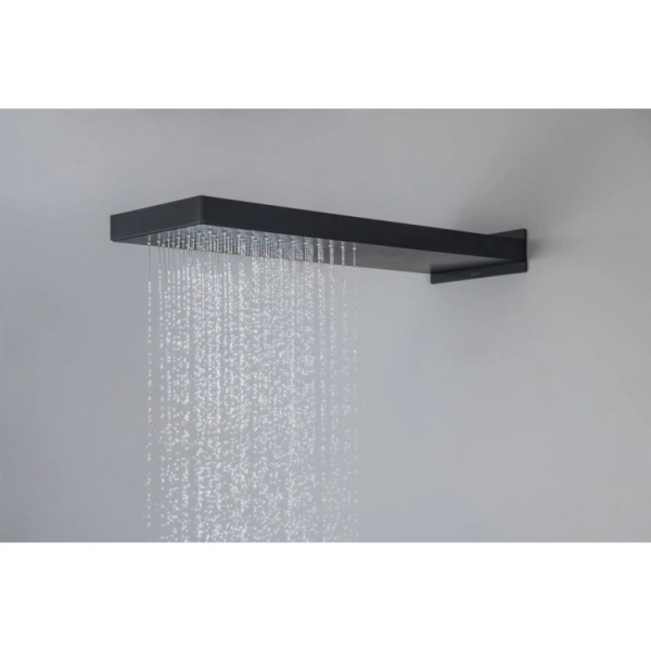 Верхний душ Aquatek AQ2084MB прямоугольный, 1 режим, размер 550х170 мм, нержавеющая сталь, цвет матовый черный, для душа/ванной, на стену