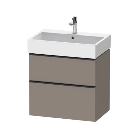 Тумба под раковину Duravit D-Neo, 61х37,2х62,5 см, подвесная, 2 выдвижных ящика, ДСП, цвет: базальт, шкафчик навесной, прямоугольная, правая/левая, в ванную комнату