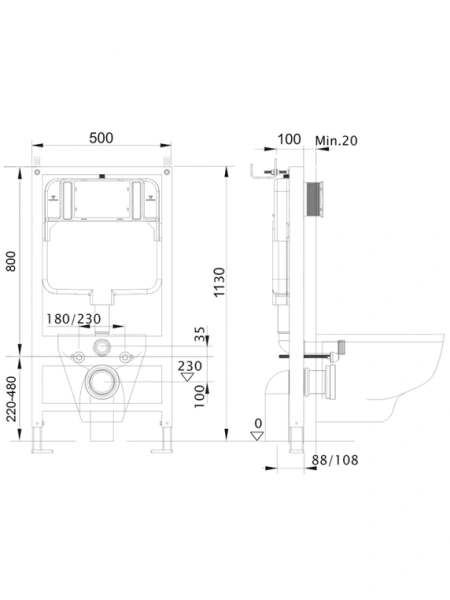 Комплект унитаза с инсталляцией Aquatek Либра Т (Сет) c сиденьем микролифт, безободковый, без кнопки, без крепления, смыв Торнадо
