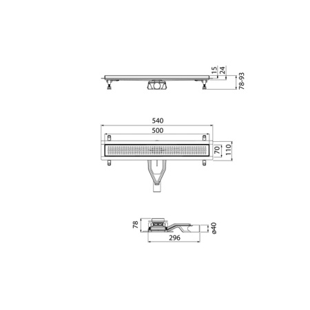 Водоотводящий желоб (Трап) IDDIS Perfex 500 мм, с перфорированной решеткой, цвет черный, горизонтальный выпуск и сифоном 360°, комбинированный затвор, выпуск 40/50 мм 975B5BL20DZ