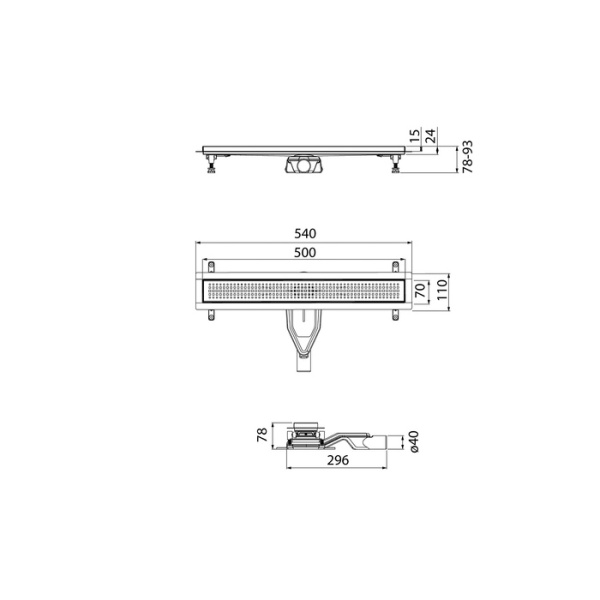 Водоотводящий желоб (Трап) IDDIS Perfex 500 мм, с перфорированной решеткой, цвет хром, горизонтальный выпуск и сифоном 360°, комбинированный затвор, выпуск 40/50 мм 975B5SB20DZ