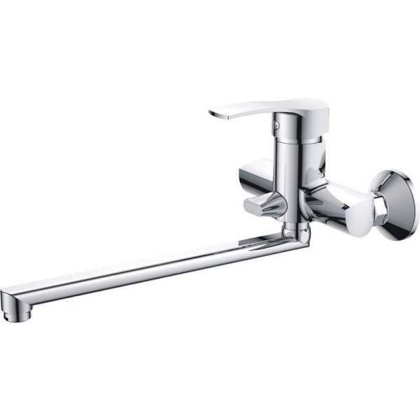 Смеситель для ванны/душа HAIBA CRON однозахватный, хромированный, настенный, излив длинный 434 мм, поворотный, силумин, цвет хром