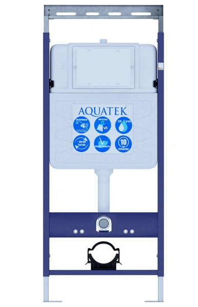 Инсталляция Aquatek Easy Fix 50 кнопка смыва хром, крепеж, система для подвесного унитаза, со скрытым смывным бачком (бак), комплект, размеры рамы (каркас) 500х100х1130 мм