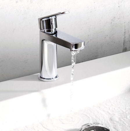 Смеситель для раковины Mofem 100 Zenit однорычажный, излив короткий, длина 112 мм, керамический, латунь, цвет хром, без донного клапана 150-1963-00