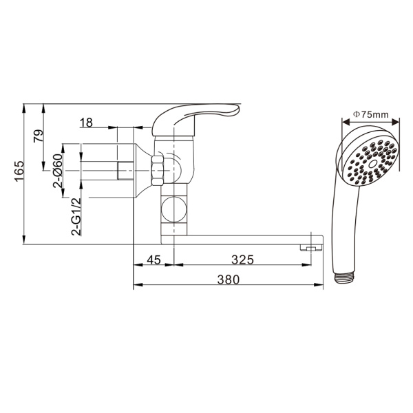 Смеситель для ванны Wesnaart PROF с длинным изливом PRO18-320