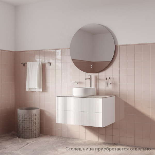 Тумба под столешницу IDDIS Aiger 490х780х408 мм подвесная, цвет белый, с фрезеровкой, 2 выдвижных ящика, МДФ, прямоугольная, в ванную комнату AIG80W0i95